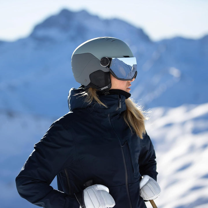 uvex Wanted Visor ski Helmet for Women & Men - Adjustable Helmet with Integrated Visor bramble - ant