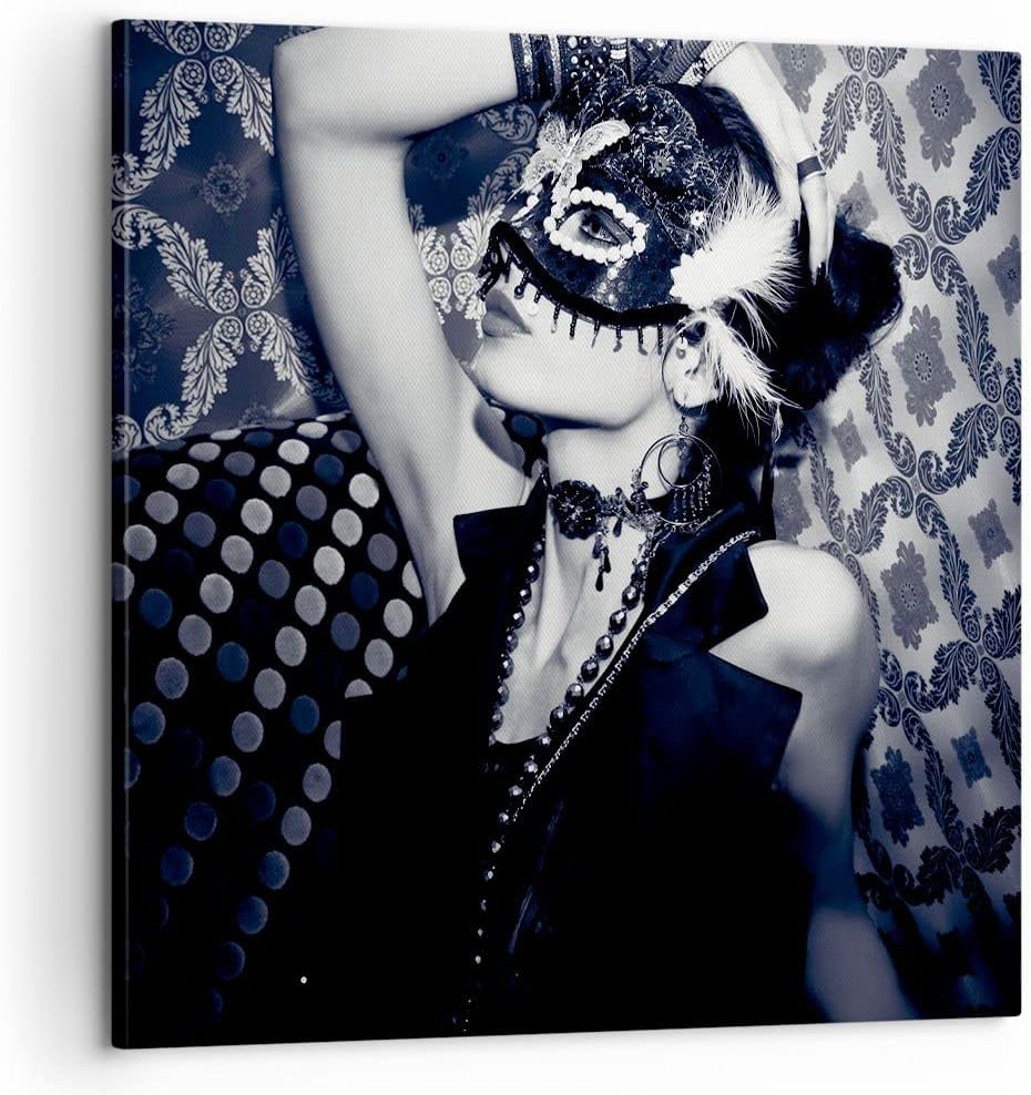 ARTTOR Bilder auf Leinwand Frau Karneval Maske Mode Leinwandbild 60x60cm Wandbilder Dekoration Wohnz