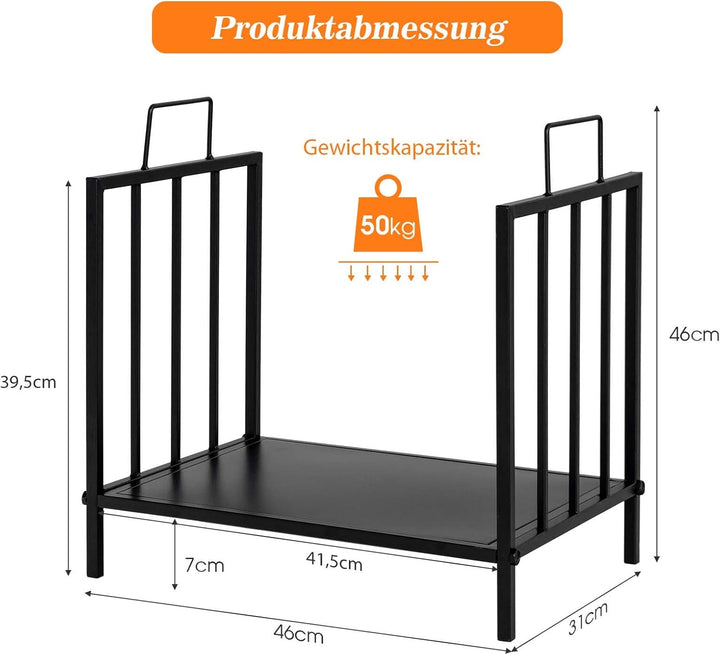 COSTWAY Kaminholzregal Metall bis 50kg belastbar, Brennholzregal Feuerholzregal Holzscheitregal Holz