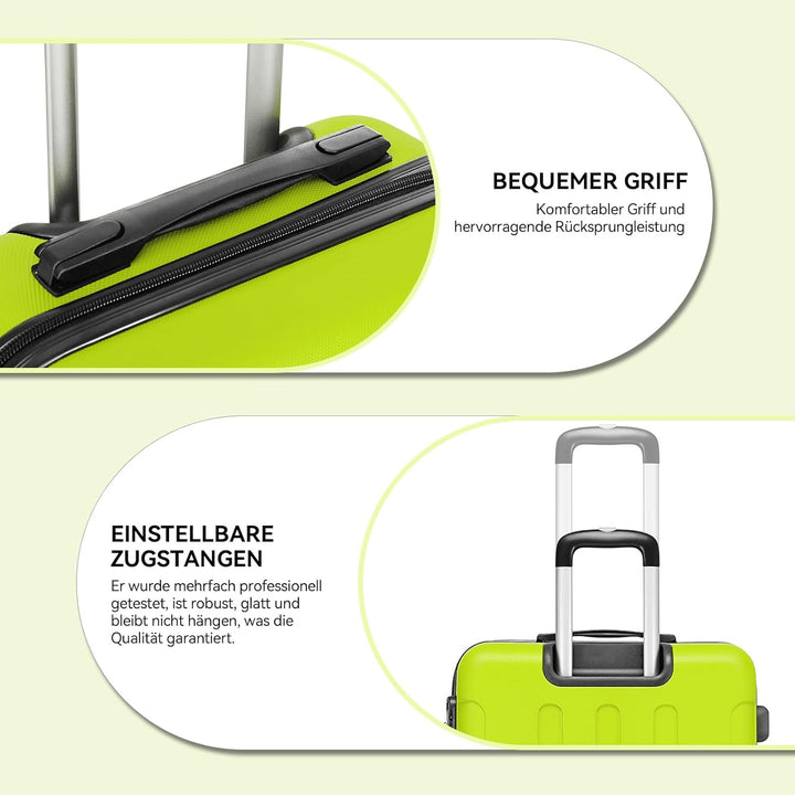 BEIBYE Hartschalen-Koffer Trolley Rollkoffer Reisekoffer Handgepäck 4 Rollen (M-L-XL-Set) (Gruen, M)