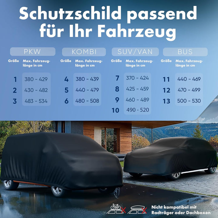 WALSER Abdeckplane Auto All Weather, Abdeckplane wasserdicht Grösse 13 schwarz, 100% wetterfeste Tra