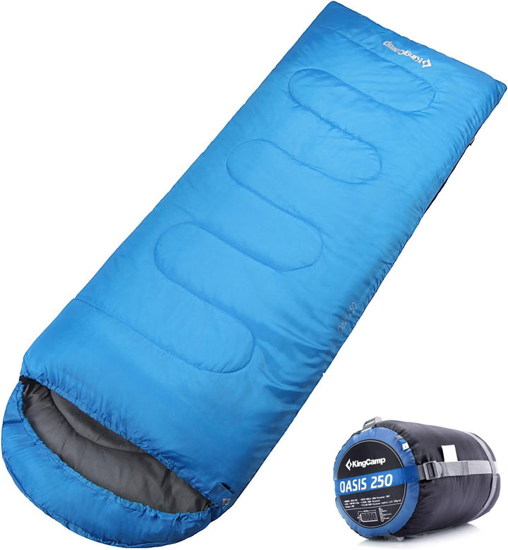 KingCamp Oasis Schlafsack, 3 Jahreszeiten, warm, bequem, leicht, tragbar, mit Kapuze, für drinnen un