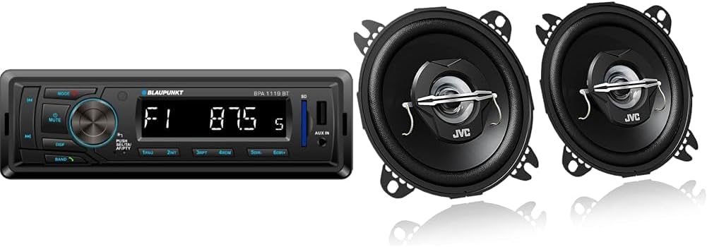 Blaupunkt BPA1119BT Autoradio, 1 DIN, Bluetooth, USB, Schwarz & JVC CS-J420X 10 cm 2-Wege-Koaxial-La