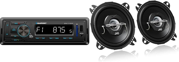 Blaupunkt BPA1119BT Autoradio, 1 DIN, Bluetooth, USB, Schwarz & JVC CS-J420X 10 cm 2-Wege-Koaxial-La