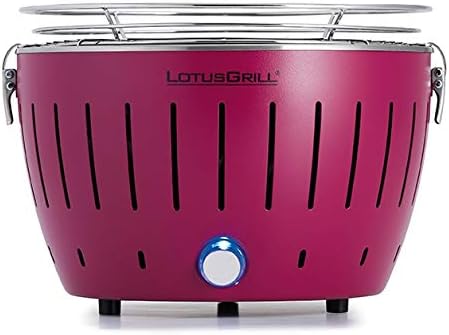 LotusGrill S Small Kompakt Pflaumenlila der raucharme Holzkohle-/Tischgrill Stromversorgung via USB-