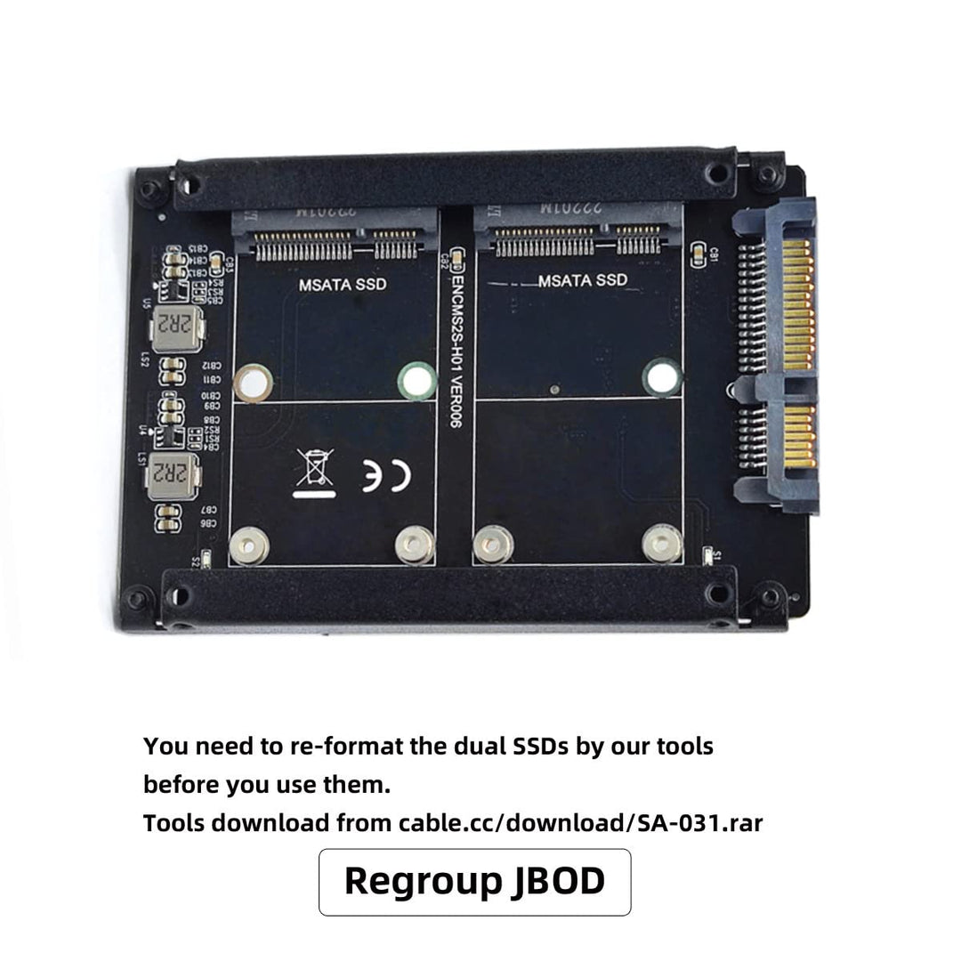cablecc Dual MSATA Mini-SATA SSD Karte JBOD Raid0 Span Bridge auf 2,5inch SATA Combo HDD Disk Drive