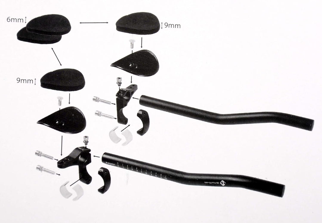 M-Wave AERO H Triathlon Aufsatz, aus leichtem Aluminium, gepolstert, für Lenker Ø 31,8 mm (bzw. 25,4