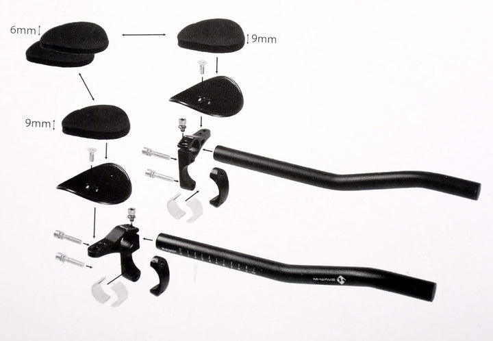 M-Wave AERO H Triathlon Aufsatz, aus leichtem Aluminium, gepolstert, für Lenker Ø 31,8 mm (bzw. 25,4