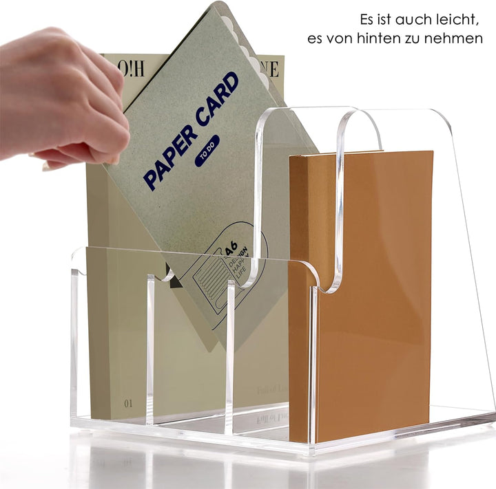SANRUI Acryl Stehsammler, Stabiler Aktenhalter, Schreibtisch Organizer, Buchstütze für Büro, Schule,