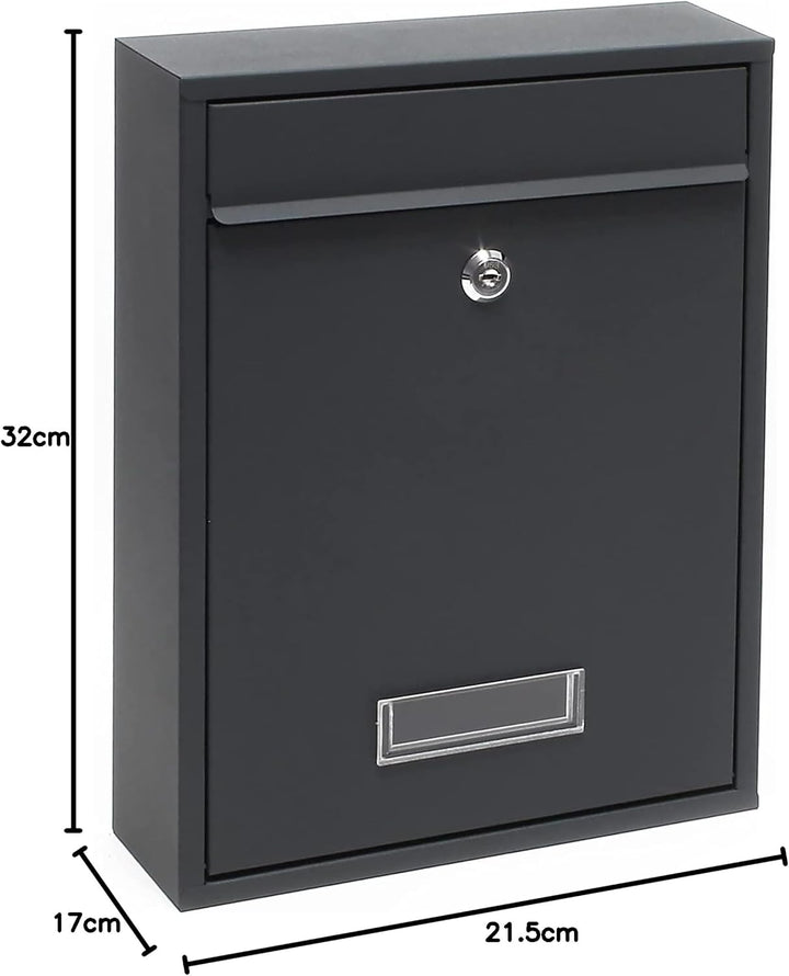 kippen 10005AN Briefkasten Modell MAIL, Farbe Anthrazit, Schwarz, Dimensioni: 320x215x90 mm