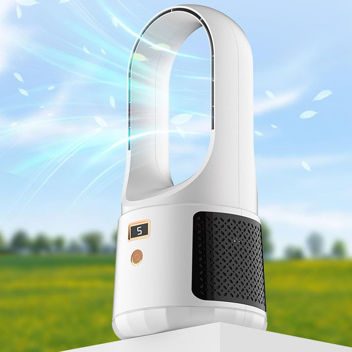 Srliya Turmventilator, Flügellos, 6-Gang-Modus, USB-Aufladung, LED-Anzeige, Geräuscharmer Tischventi