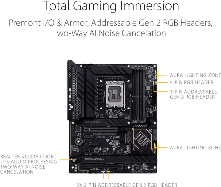 ASUS TUF Gaming Z790-Plus D4 Mainboard Sockel Intel LGA1700 (ATX, PCIe 5.0, DDR4 Speicher, 4x M.2, H