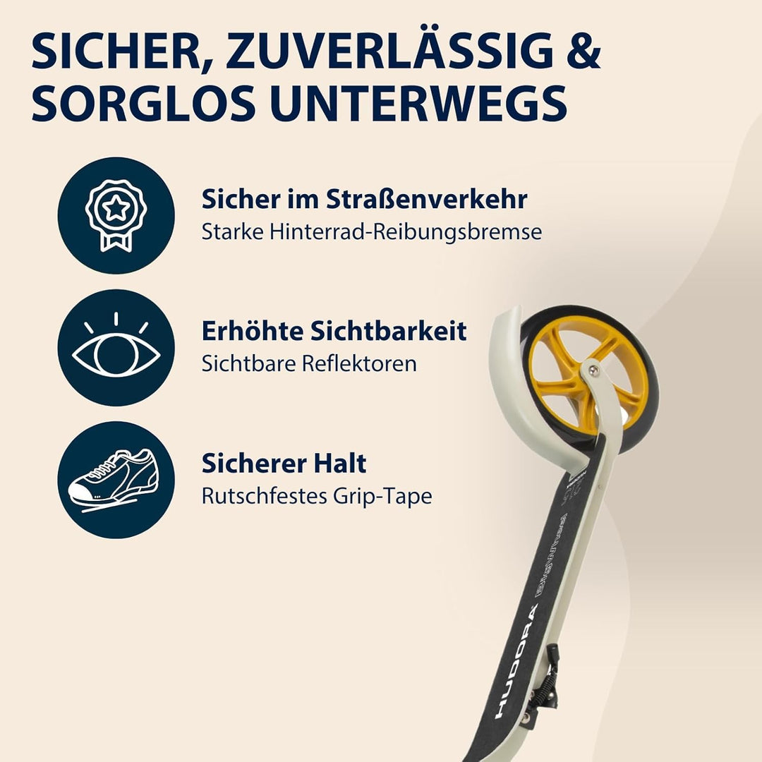 HUDORA BigWheel® 215 Scooter - Komfortabler Aluminium-Roller für bis zu 100kg - Höhenverstellbarer &