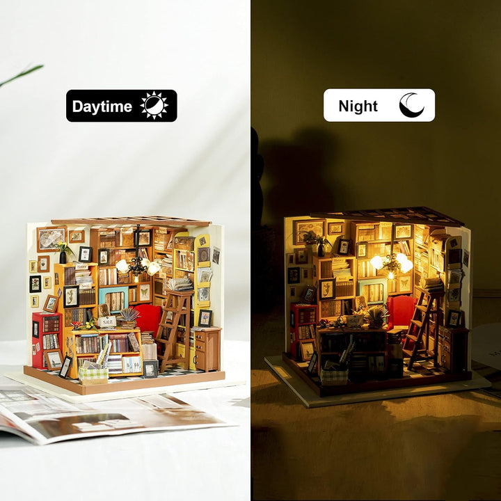 Rolife Miniatur Puppenhaus Kit DIY Holz Bibliothek Haus Modell für Mädchen und Jungen Kinder 14 15 1