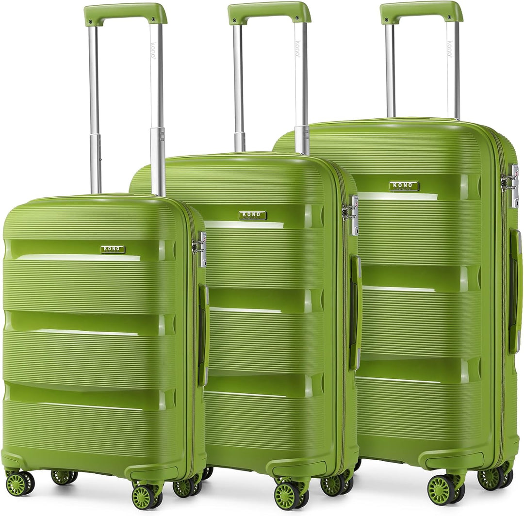 Kono Koffer Set 3 Teilig Hartschale Reisekoffer Set mit TSA Schloss und 4 Zwillingsrollens, Modisch