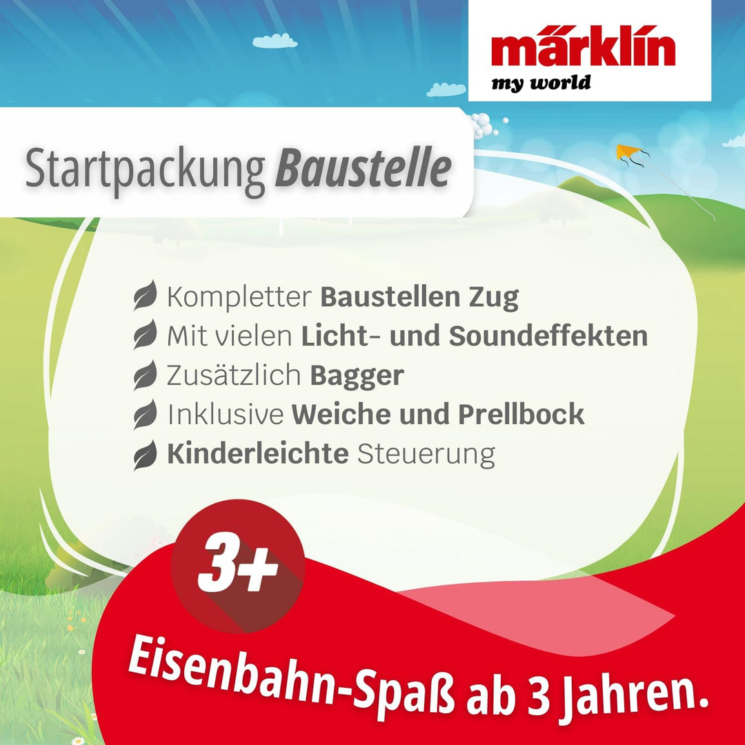 Märklin My World Spielzeugeisenbahn Startpackung Baustelle 29346 - Elektrischer Zug 48 cm mit Fernst
