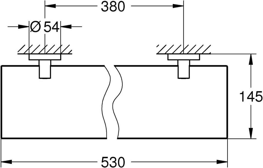 GROHE Essentials - Glasablage (Material: Glas / Metall, 530 mm (Bohrabstand 380 mm), verdeckte Befes