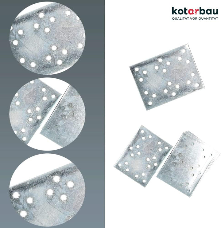KOTARBAU Lochplatten 100 x 76 mm Verzinkt Silber Flachverbinder Holzverbinder Innen – Aussenbereich