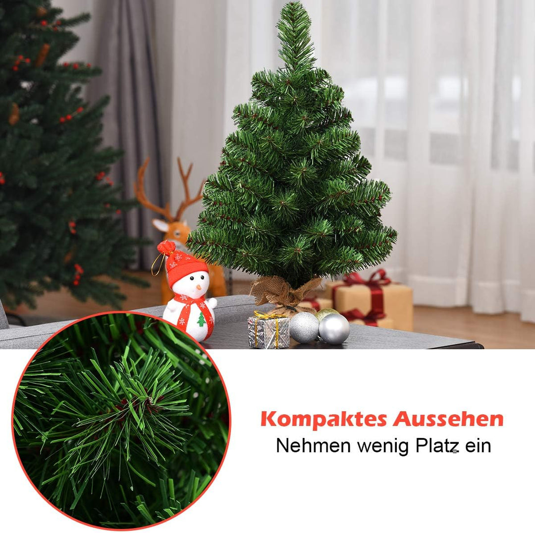 COSTWAY 60 cm Mini künstlicher Weihnachtsbaum, Kleiner Tannenbaum, Tisch-Christbaum mit 67 Spitzen &