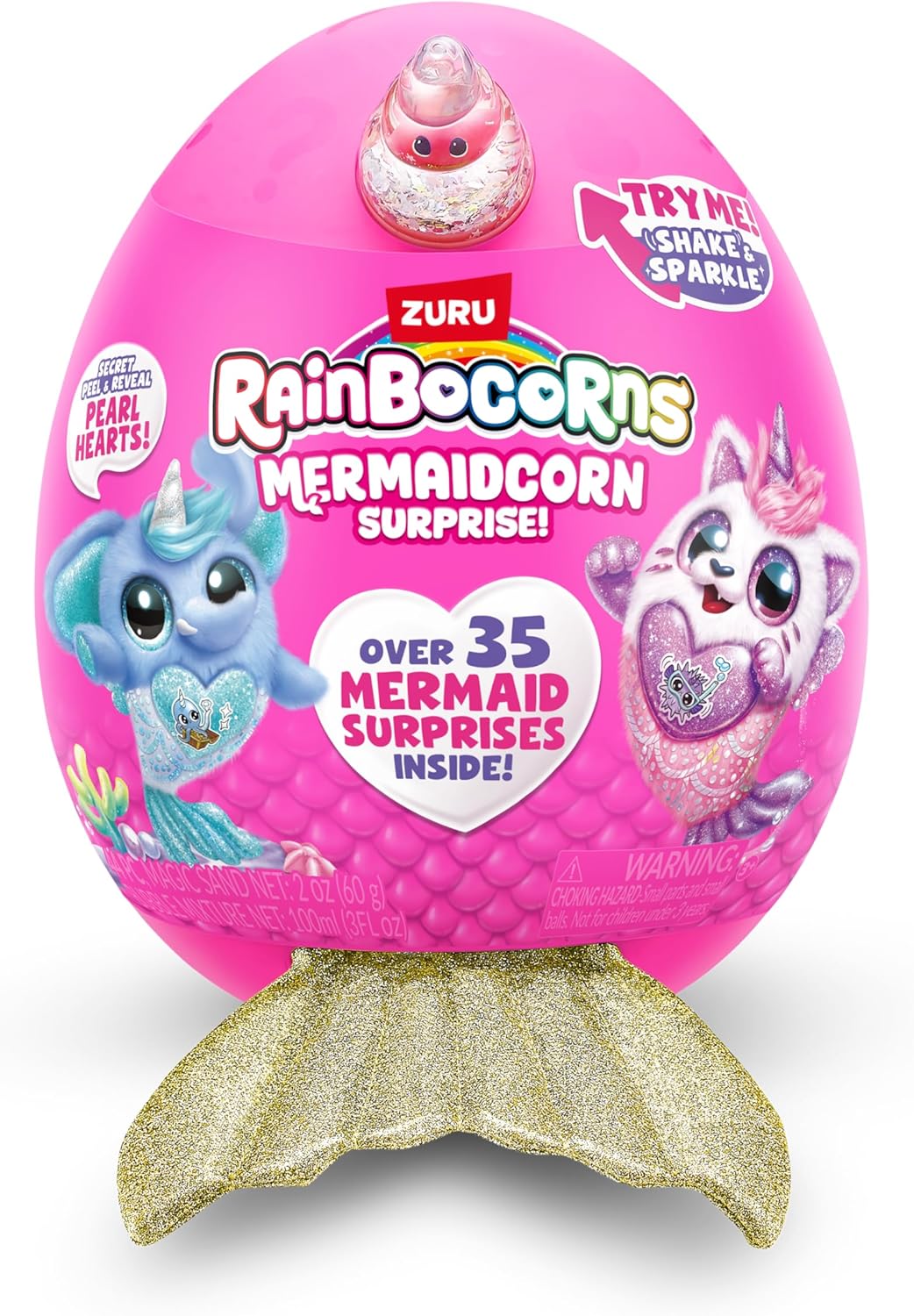 Rainbocorns Mermaidcorn Surprise Serie 7, Sea-Sea Kuh, von ZURU, 28 cm Plüschtier, Meerjungfrau Spie