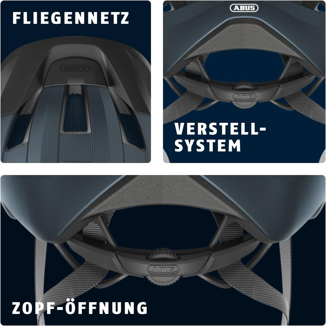 ABUS Rennradhelm Macator - sportiver Fahrradhelm für Einsteiger - auch für Zopfträger/-innen - für D