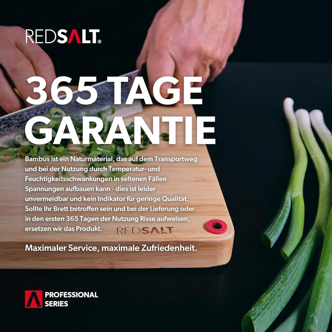 REDSALT® innovatives Bambus Holz Schneidebrett XL 50x36x2,5cm | beidseitig rutschfest antibakteriell