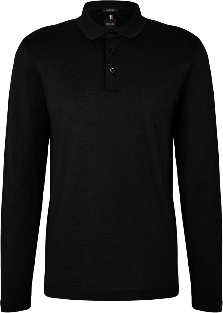 BOSS Herren Bono-L Pullover aus Schurwolle mit Polokragen und Logo-Stickerei M Schwarz, M Schwarz