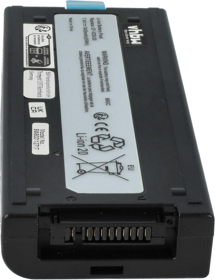 vhbw Akku kompatibel mit Panasonic Toughbook CF-18, CF-18D, CF-18F, CF18 Notebook (7400mAh, 7,4V, Li