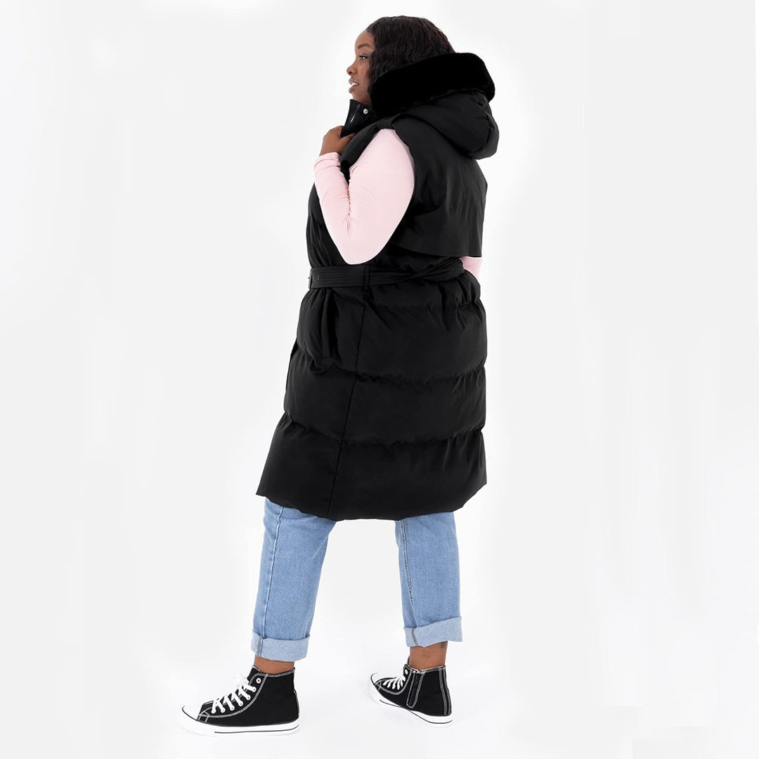 Lovedrobe Damen Ladies Womens Gilet Sleeveless Winter Jacket Coat Body Warmer Plus Size with Belt Po
