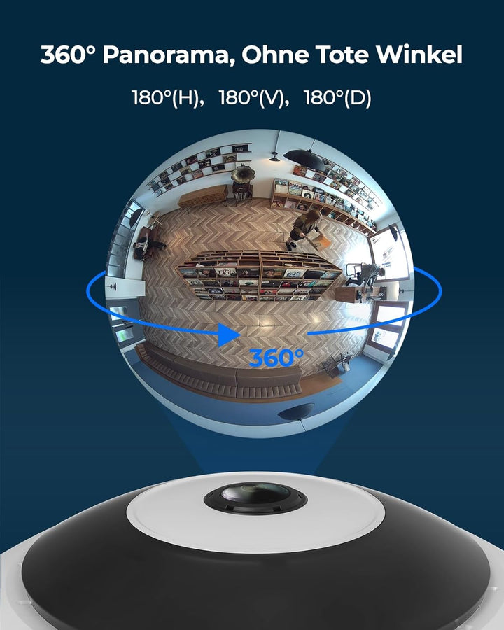 Reolink 6MP WLAN Überwachungskamera Innen, 360° Blick Panorama Fisheye Kamera mit 2,4/5 GHz WLAN, Pe