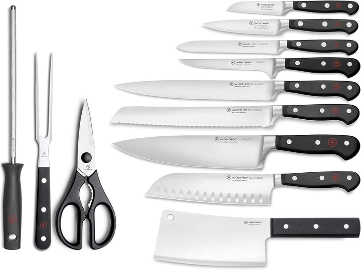WÜSTHOF Classic Messerblock mit 12 Artikel 12-teilig Schwarze Esche, 12-teilig Schwarze Esche