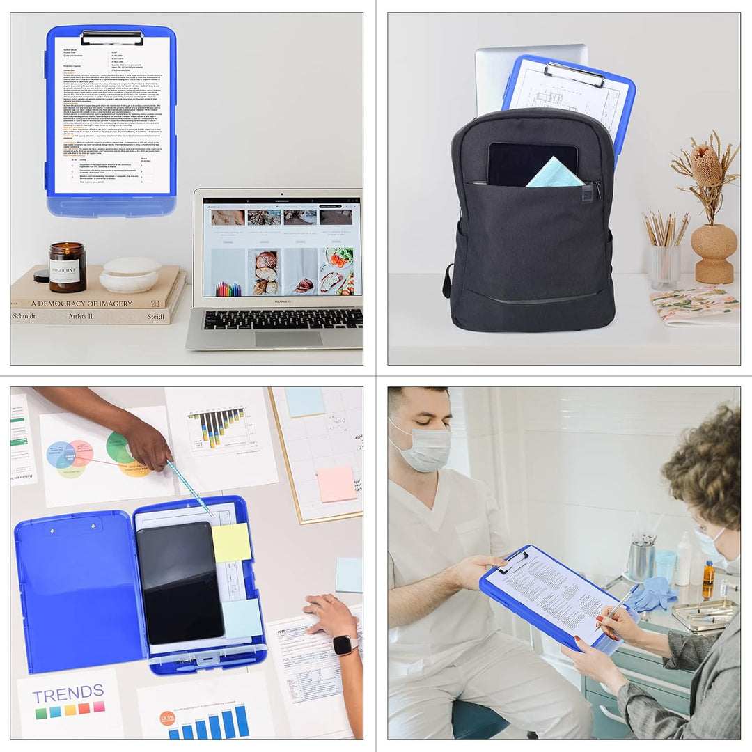 ZCZN Klemmbrett a4 mit Deckel, Schreibbrett mit Aufbewahrung, Kunststoff-Schreibbrett für Schule, In