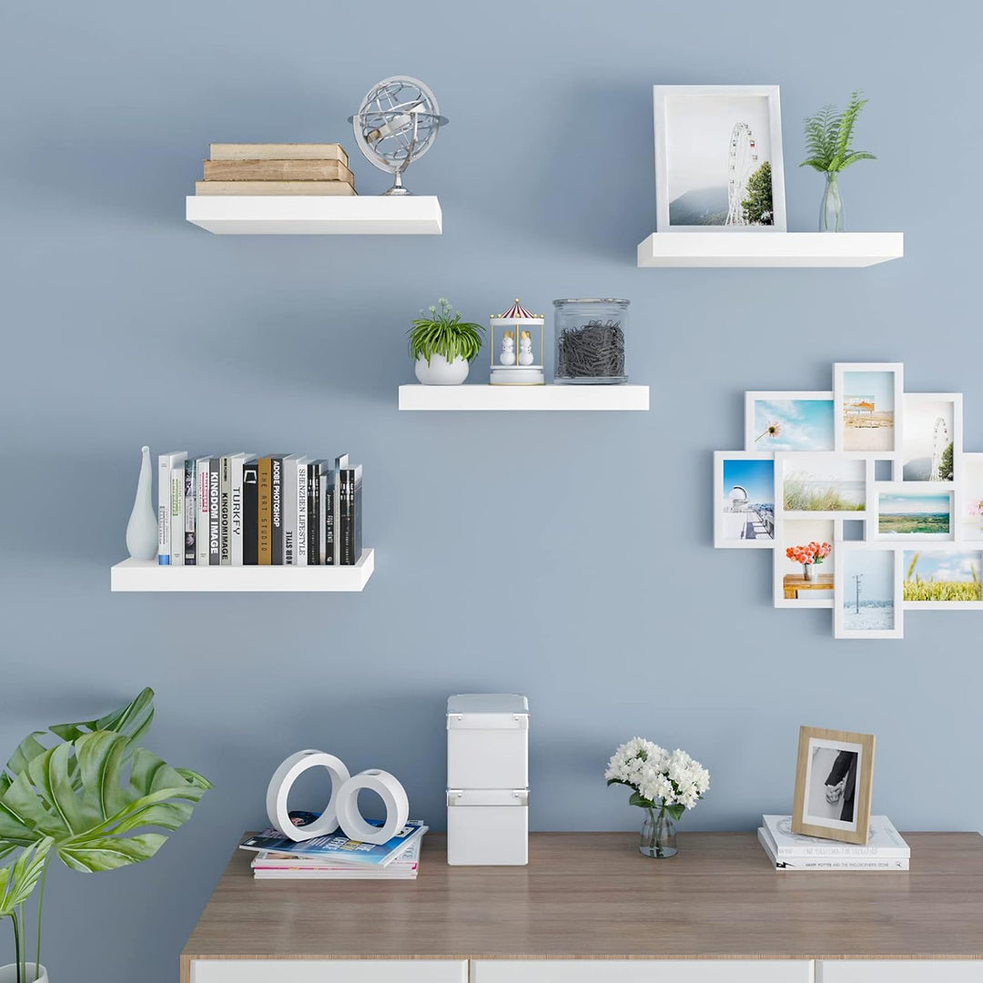 WOLTU Wandregal 4 Stück Set Wandboard Bücherregal Regale für Deko Wandablagen aus MDF Holz,Hängerega