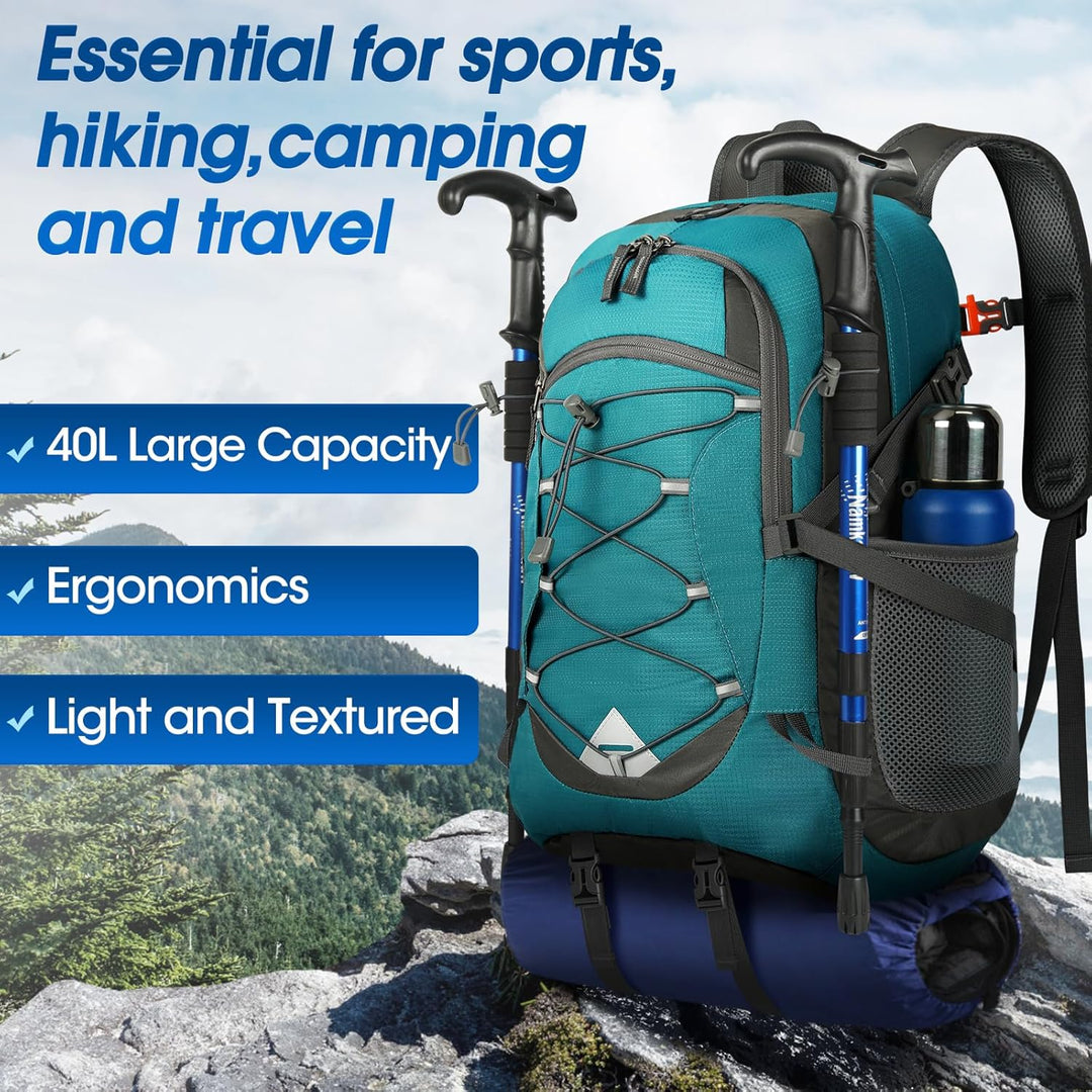 IGOLUMON Wanderrucksack Herren Damen 40L Wasserdichter Rucksack Leicht Faltbarer Reiserucksack Trekk