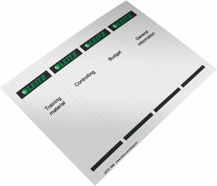 Leitz PC-beschriftbare Rückenschilder selbstklebend für Standard- und Hartpappe-Ordner & PC-beschrif