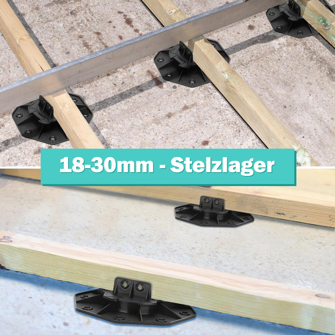 Ansobea 40 Stück Stelzlager höhenverstellbar I 18-30mm Terrassenlager I füsse verstellbar I Plattenl