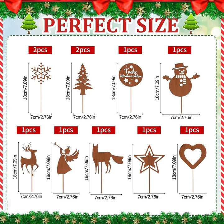 HUIKUANGEU Gartenstecker,11 Stück Gartendeko Rostoptik,Garten Roststecker Metall,Tolle Gartendeko au