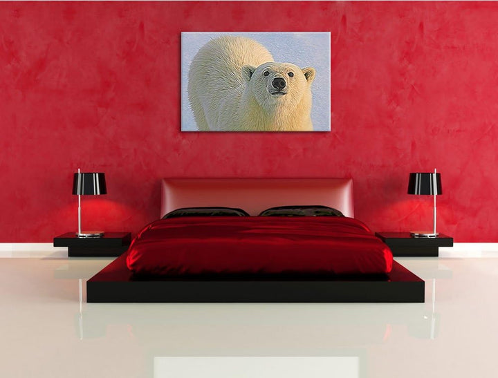 frecher Eisbär Deluxe Format: 100x70 cm auf Leinwand, XXL riesige Bilder fertig gerahmt mit Keilrahm