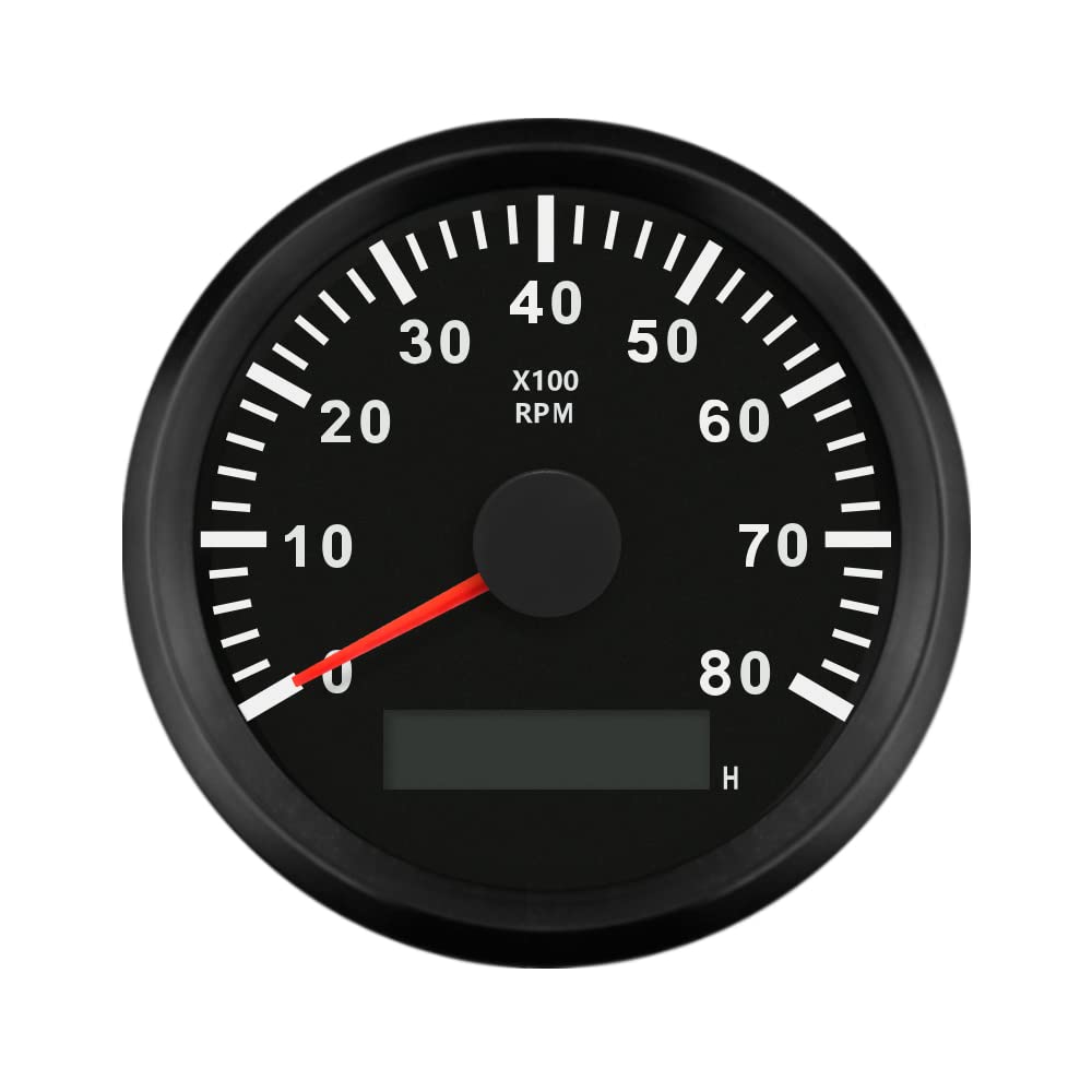 ELING Drehzahlmesser mit Stundenzähler für Auto, LKW, Boot, Yacht, 0-8000 U/min, 85 mm mit Hintergru