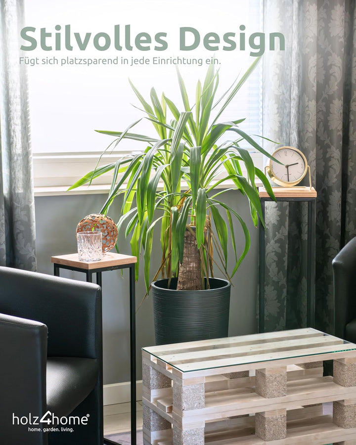 holz4home® Dekoständer aus MDF Eichenholz I Blumenständer Sonoma Eiche I Höhe: 50 cm I Dekosäule mit