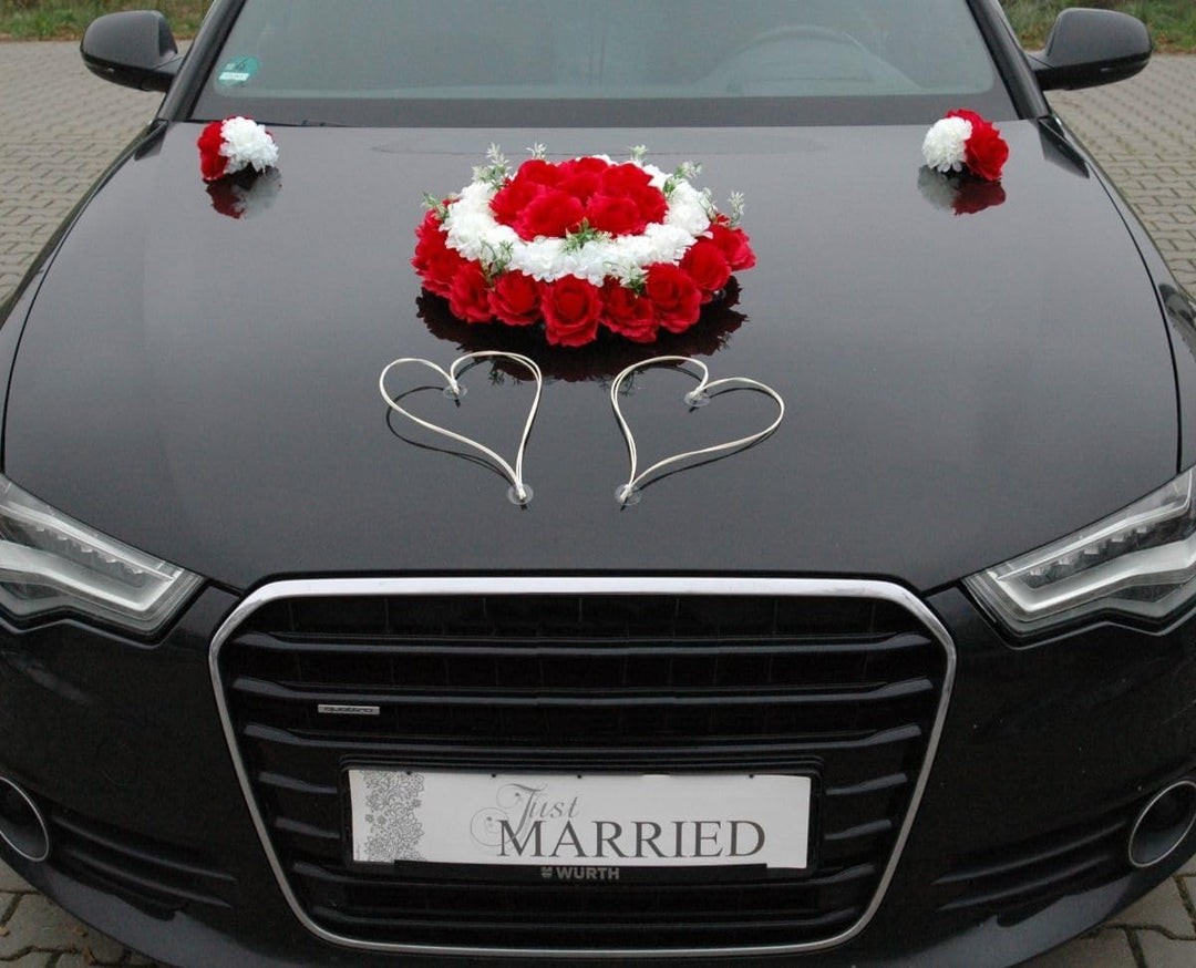 DEKORATIVER SCHMUCK Braut Paar Rose Deko Dekoration Autoschmuck Hochzeit Car Auto Wedding Deko Girla
