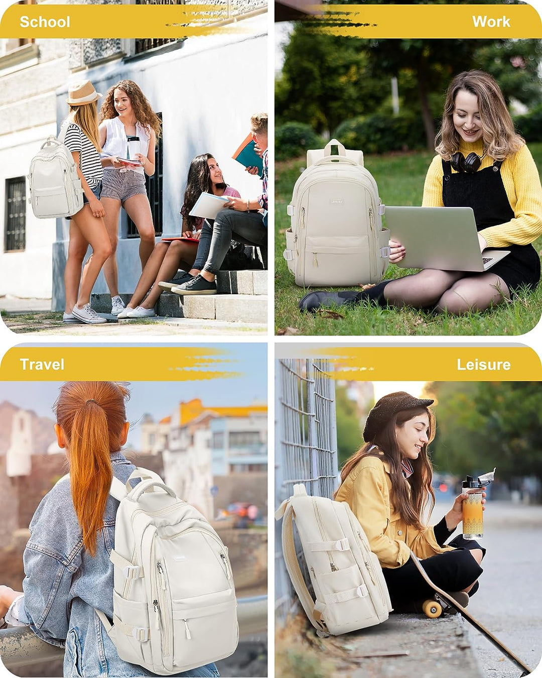 Schulrucksack Mädchen, Lässig Rucksack Damen Klein Modern Elegant Travelite Leichter Laptop Daypack