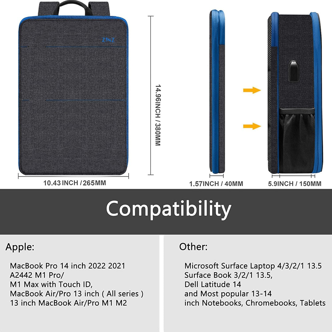 ZINZ 13 14 15 16 Zoll Schlank und Erweiterbar Laptop Rucksack Wasserdicht Notebook Tasche fĂŒr MĂ€nner