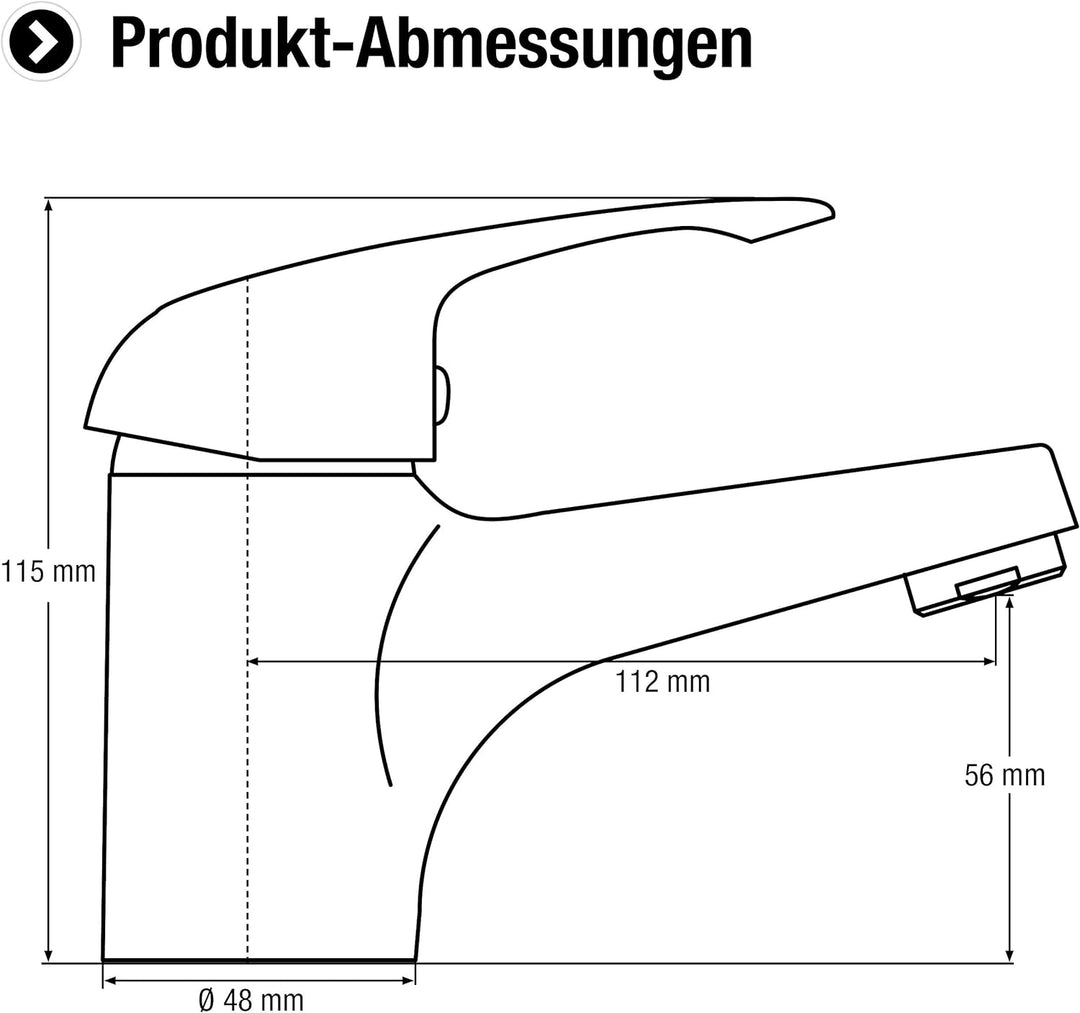 Cornat Waschtisch-Einhebelarmatur "Free" - Niederdruck - Verchromter Messingkörper - Normale Auslauf