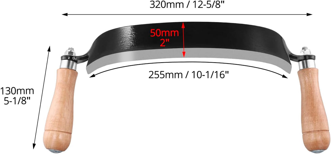 QWORK® 250 mm Zugmesser Reifmesser mit Hohe Schärfe, Gehärteter Hohlschliffklinge, Ergonomischen Hol