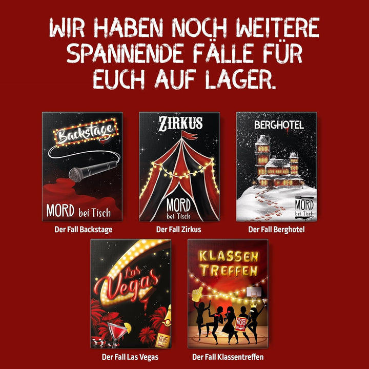 Mord bei Tisch Krimidinner für Zuhause - 6 bis 8 Personen - Der Berghotel Fall - Das Krimi Spiel ab