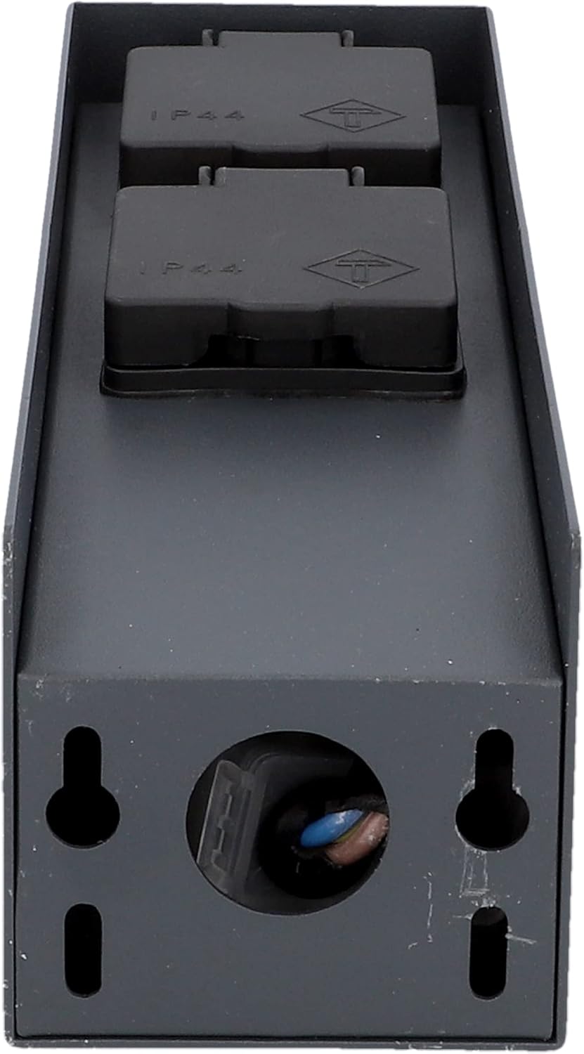 Unitec Steckdosenverteiler für den Garten, Steckdosensäule, Aussensteckdose, Edelstahl IP 44, 2 Stec