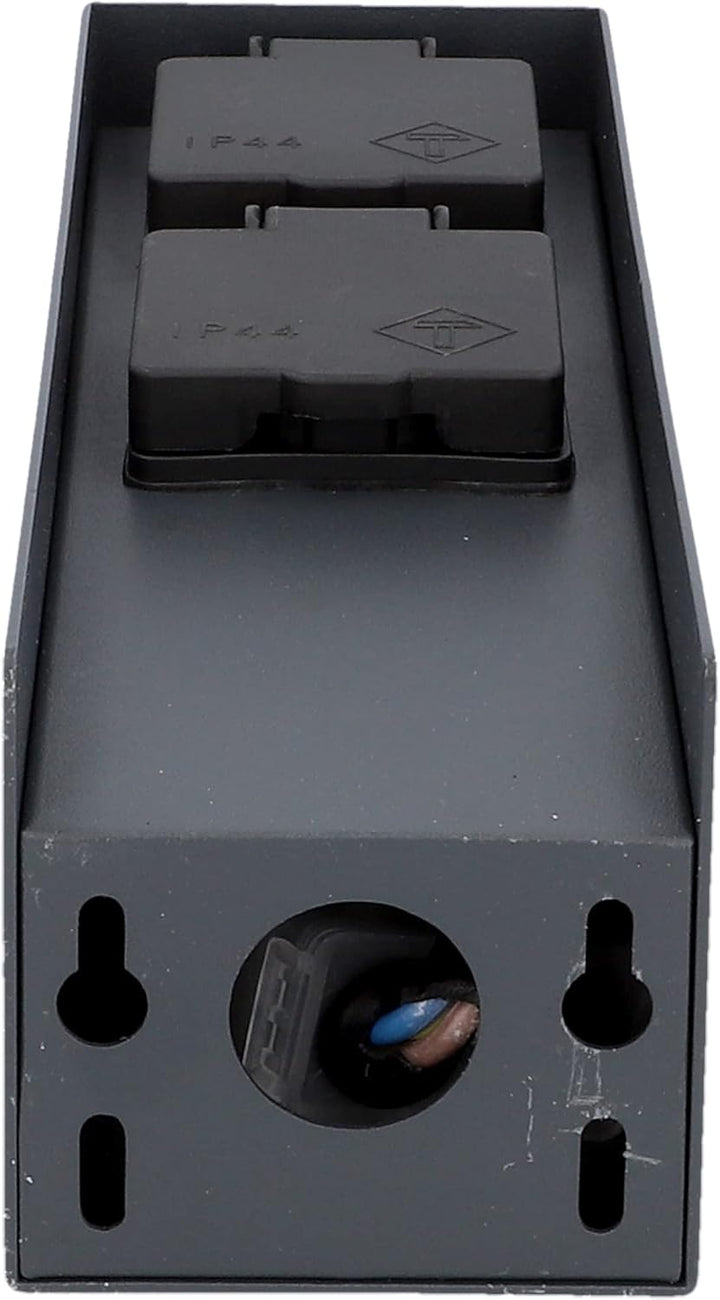 Unitec Steckdosenverteiler für den Garten, Steckdosensäule, Aussensteckdose, Edelstahl IP 44, 2 Stec