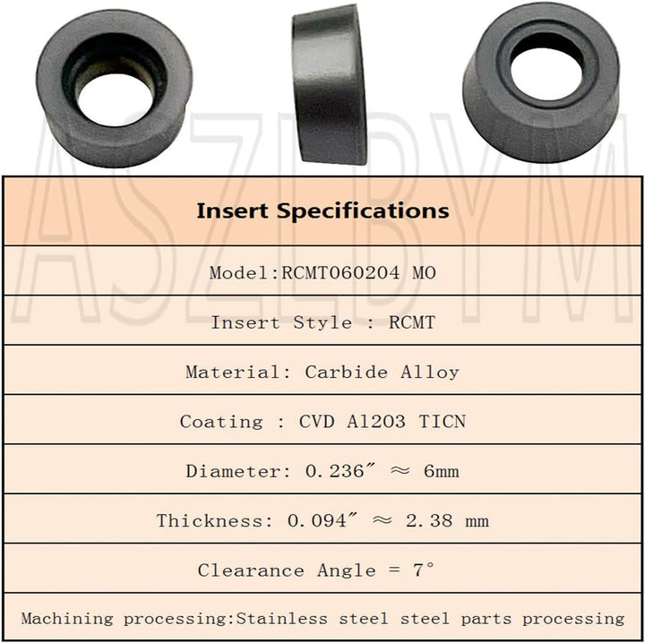 ASZLBYM 11 Stück RCMT060204 MO Wendeschneidplatten-Fräseinsätze Klingenfräser mit 1/2 "/ 12 mm SRDCN