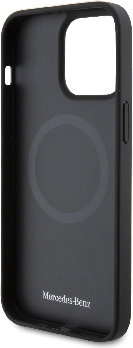CG MOBILE Mercedes-Benz Handyhülle kompatibel mit Magsafe und iPhone 15 Pro Max in Schwarz, Echtlede